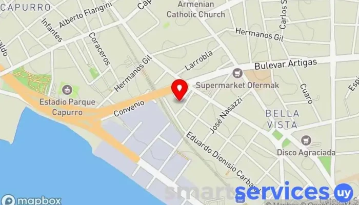 mapa de ACC - Br. Artigas 4555 Empresa de transporte por camión en Montevideo