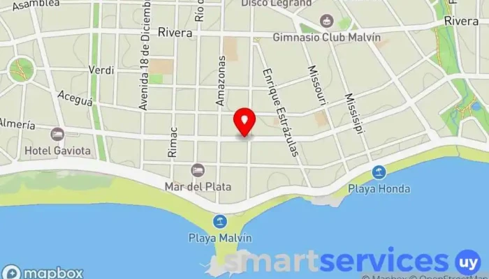 mapa de Aconcagua y Michigan Bus stop en Montevideo
