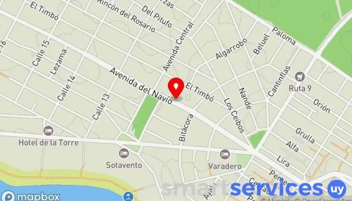 mapa de Adi y Dina Cabañas Agencia de alquiler de cabañas en La Paloma