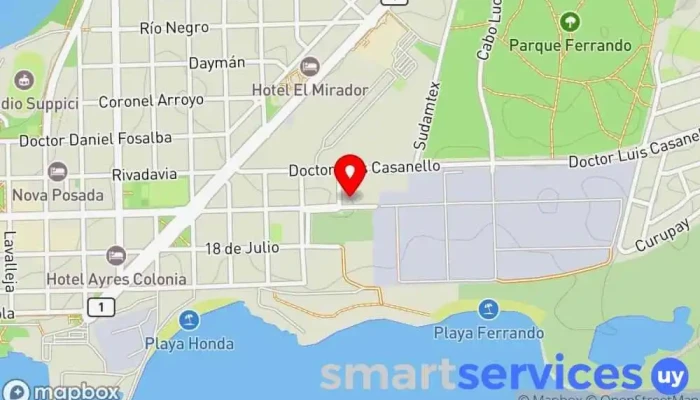 mapa de Agencia Cuareim Colonia - Navelino Servicio postal en Col. del Sacramento