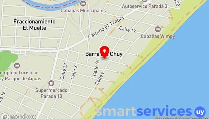 mapa de Agencia Rutas del Sol Agencia expendedora de billetes de autobús en Barra del Chuy
