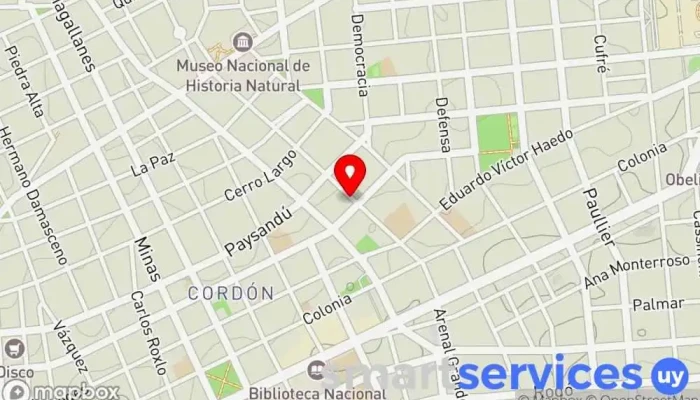 mapa de Arenal Grande Y Av. Uruguay Bus stop en Montevideo