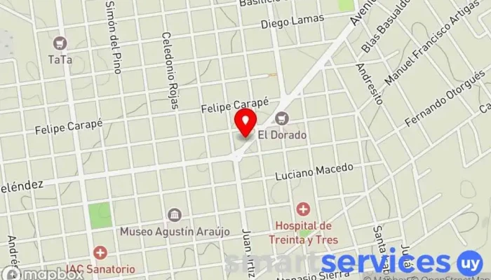 mapa de ASI Institución financiera, Banco en Treinta y Tres