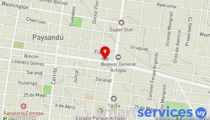 mapa de AUTOMOTORA PAYSANDU Concesionario Peugeot, Concesionario Citroen en Paysandú