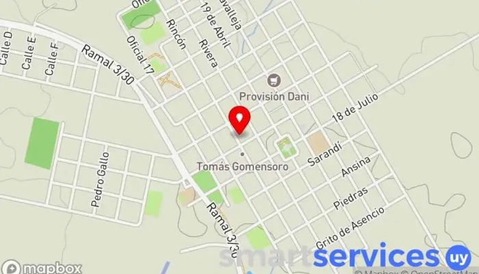 mapa de Autoservice COMPREFACIL Comercio en Tomas Gomensoro