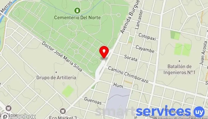 mapa de Av. Burgues y Terminal Crio Norte Bus stop en Montevideo