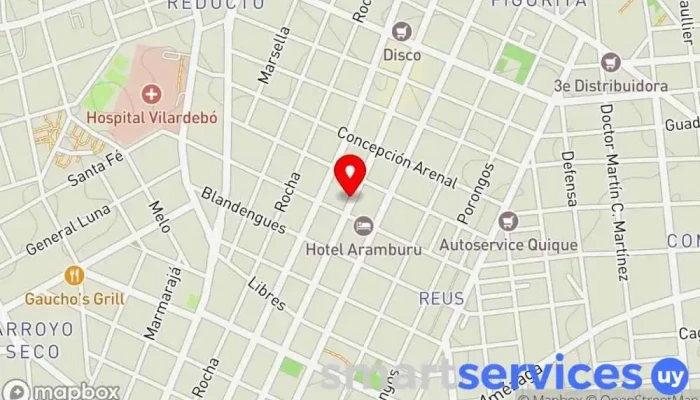 mapa de Av. Gral. Flores y Domingo Aramburu Bus stop en Montevideo