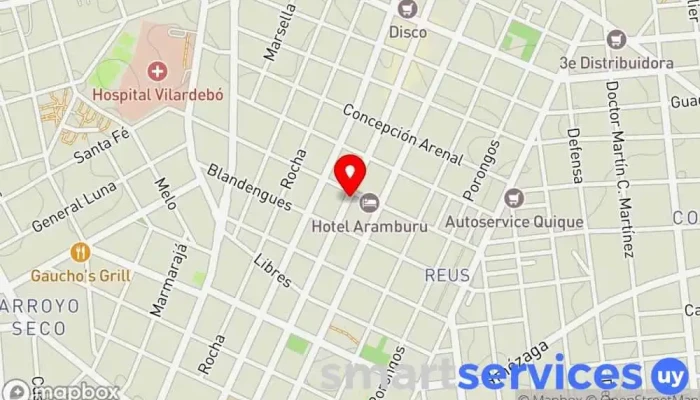 mapa de Av. Gral. Flores y Domingo Aramburu Bus stop en Montevideo
