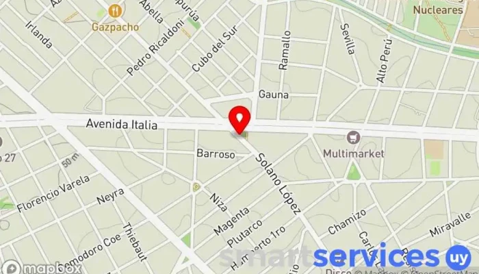 mapa de Av. Mcal. Francisco Solano Lopez y Av. Italia Bus stop en Montevideo