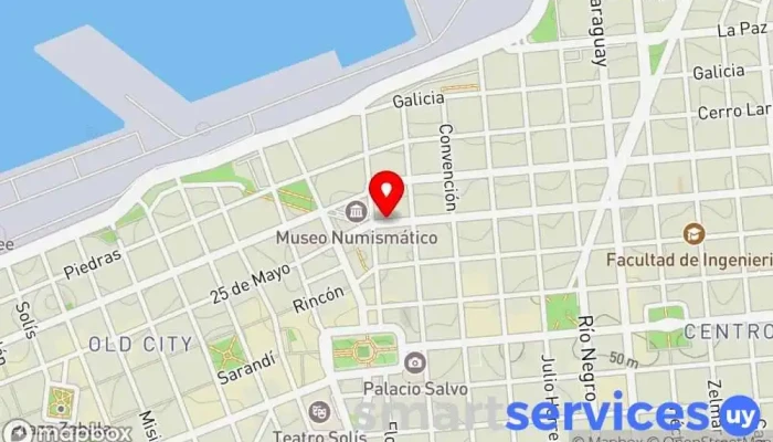 mapa de Av. Uruguay Y Florida Bus stop en Montevideo