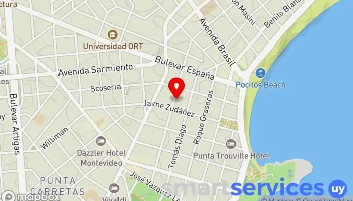 mapa de Azul Viajes Agencia de viajes en Montevideo