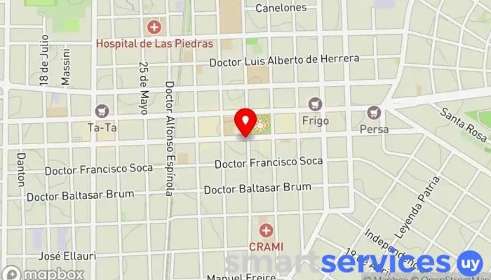 mapa de Banco de Previsión Social | Sucursal Las Piedras Delegación de Servicios Sociales en Las Piedras
