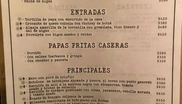 Bar La Onda -  Carta - La Paloma