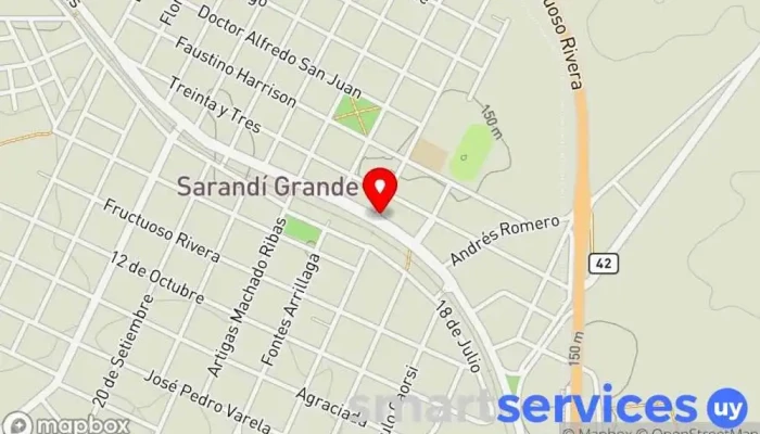 mapa de B.P.S - D.G.I Oficinas del ayuntamiento en Sarandí Grande
