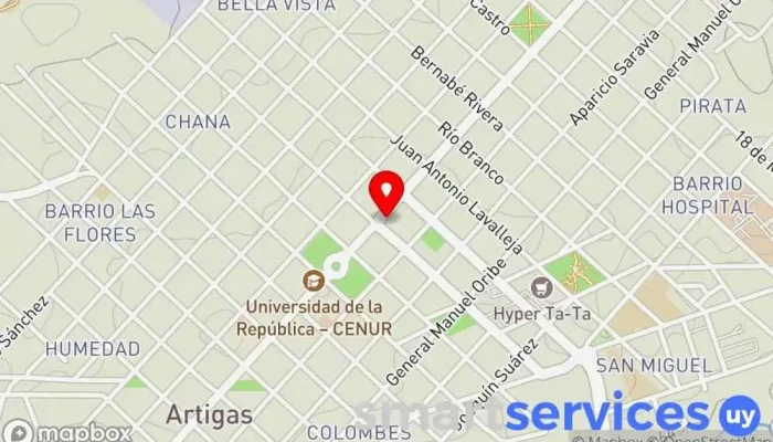 mapa de Cambio Iberia Oficina de cambio de divisas en Artigas