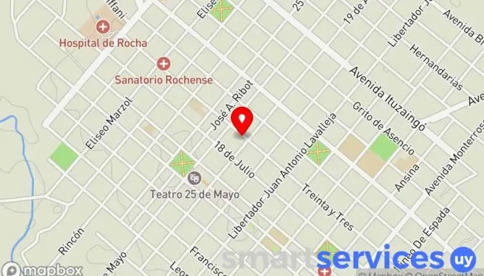 mapa de Centro Pyme Rocha Oficina del Gobierno en Rocha
