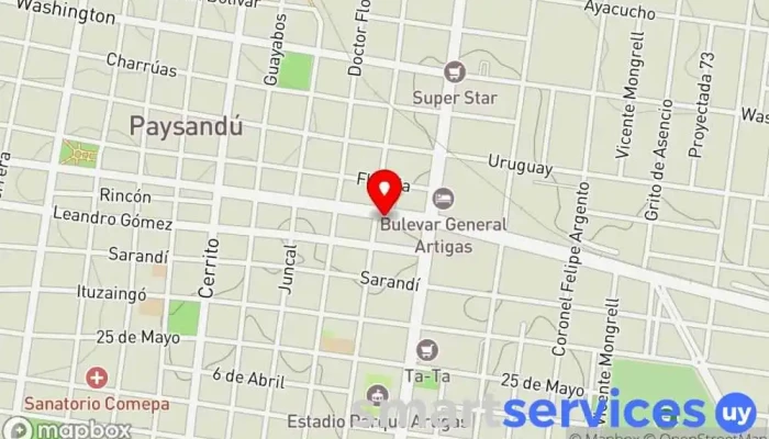 mapa de Cerrudo Negocios Inmobiliarios Agencia inmobiliaria en Paysandú