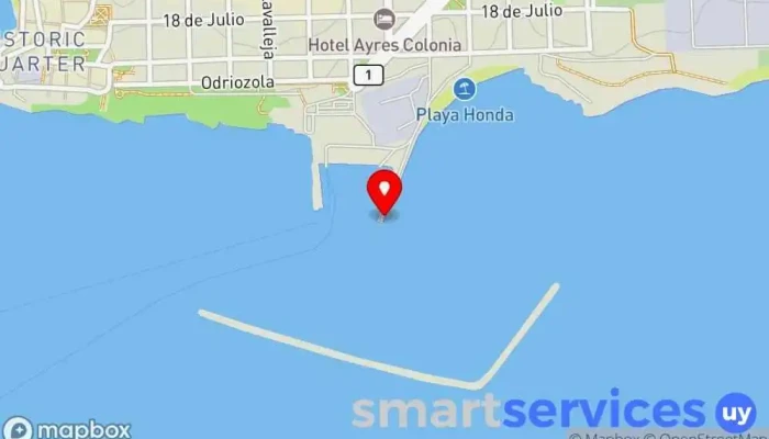 mapa de Colonia del Sacramento Terminal de ferry en Departamento de Colonia