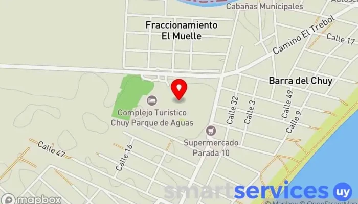 mapa de Complejo Turistico Chuy Cabañas Camping Chuy Alojamiento con servicio, Piscina cubierta, Baño exterior en Barra del Chuy