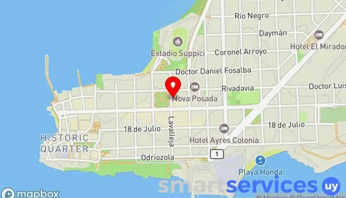mapa de Correo Uruguayo Servicio de mensajería en Col. del Sacramento