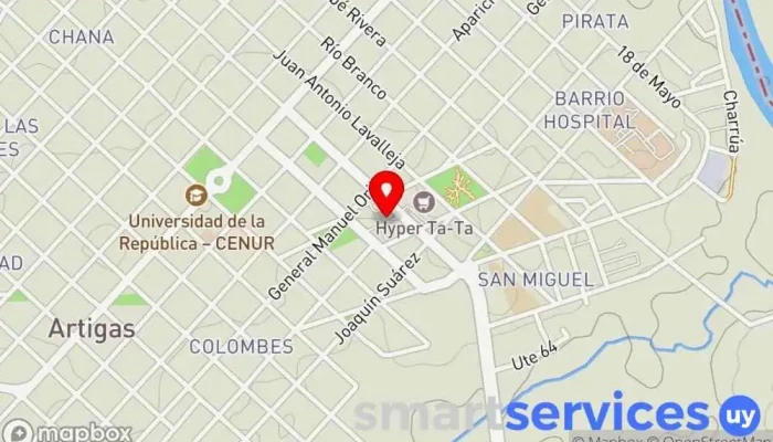 mapa de COTABU - JOTA ELE VIAJES Servicio de transporte en Artigas