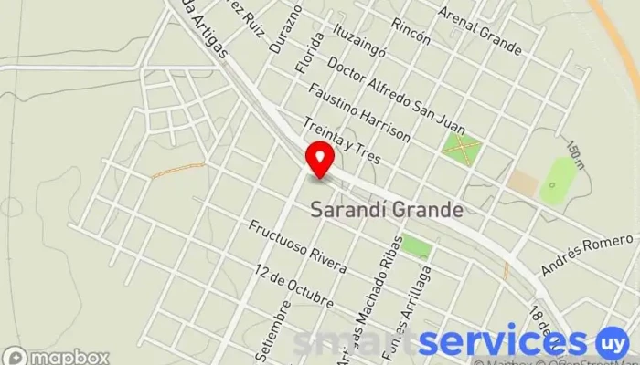 mapa de COWORK SARANDÍ - Arquitecto FABRICIO LABANDERA Estudio de arquitectura, Agencia de alquiler de espacios para oficinas en Sarandí Grande