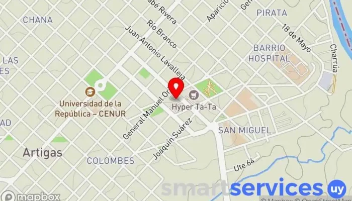 mapa de cut corporacion artigas Servicio de mensajería en Artigas