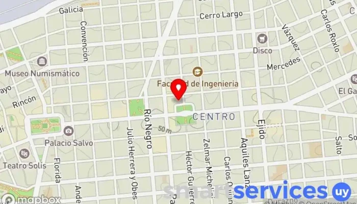 mapa de Ex Cine Plaza y Central Conservación del patrimonio en Montevideo