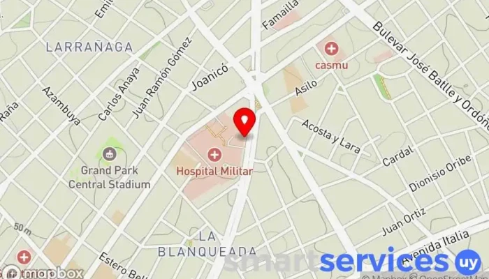 mapa de Farmacia del Servicio de Cantinas Militares Farmacia en Montevideo