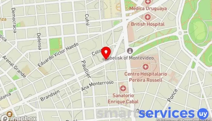 mapa de Farmacia Tundisi Obelisco Tienda de comestibles, periódicos y medicamentos en Montevideo