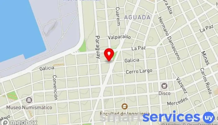 mapa de Galicia Y Gral. Rondeau Bus stop en Montevideo
