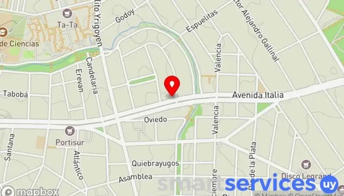 mapa de Gomería Centro Malvin Servicio de alineación de ruedas en Montevideo