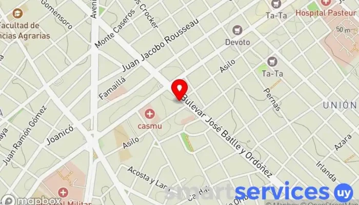 mapa de Gomería El Cardenal Tienda de neumáticos en Montevideo