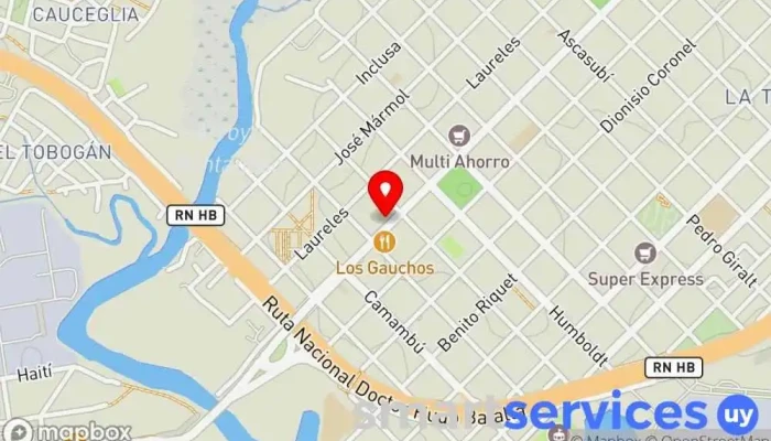 mapa de Gomeria Lagarto Tienda de neumáticos en Montevideo