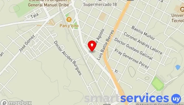 mapa de GREX - ESPACIOS DE TRABAJO PROFESIONAL Agencia de alquiler de espacios para oficinas en Durazno
