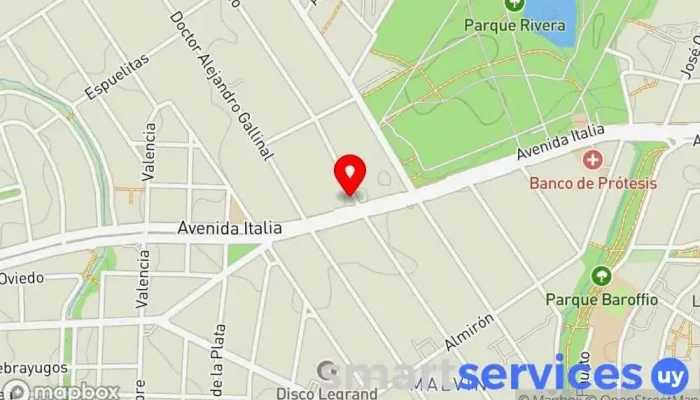 mapa de Grupo Hispano Viajes y Turismo S.A. Agencia de viajes en Montevideo
