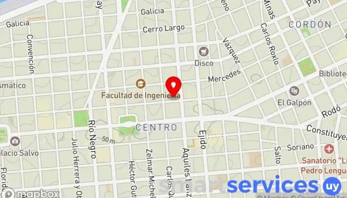 mapa de Grupocine Torre de los profesionales Cine en Montevideo