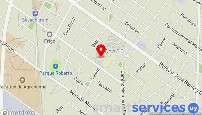 mapa de Hiperviajes Devoto Sayago Agencia de viajes en Montevideo