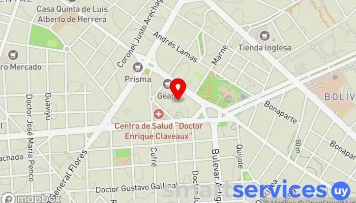 mapa de Hiperviajes Géant Agencia de viajes en Montevideo