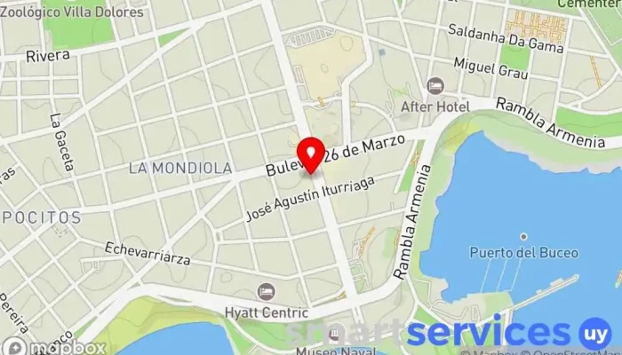 mapa de Hiperviajes Pocitos Agencia de viajes en Montevideo
