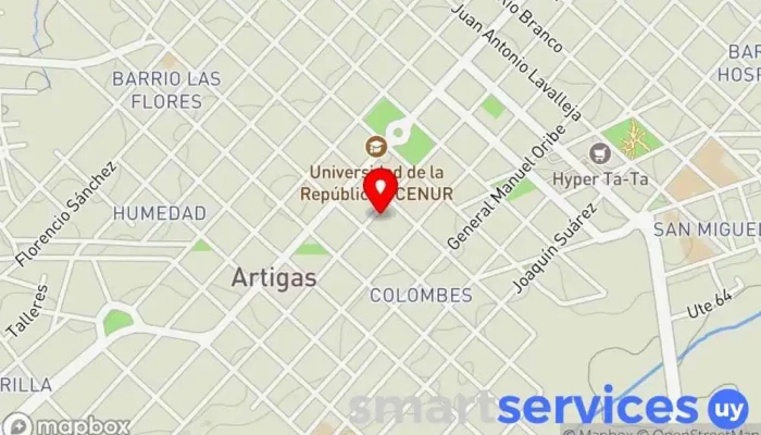 mapa de INMOBILIARIA BETMAR Y ESTUDIO JURÍDICO BETMAR Cel 091276735 Agencia inmobiliaria, Abogado especializado en derecho laboral en Artigas