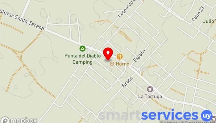 mapa de Inmobiliaria Gerali Agencia inmobiliaria, Empresa de administración de propiedades, Agencia de alquiler de alojamientos para vacaciones en Punta del Diablo