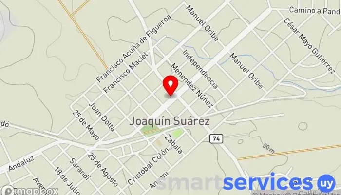mapa de INMOBILIARIA KARPHER ADMINISTRACIÓN Y VENTA DE PROPIEDADES Agencia inmobiliaria en Joaquín Suárez