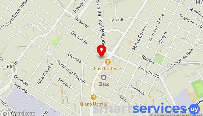 mapa de INTERCAMBIADOR BELLONI Andén 5 Bus stop en Montevideo
