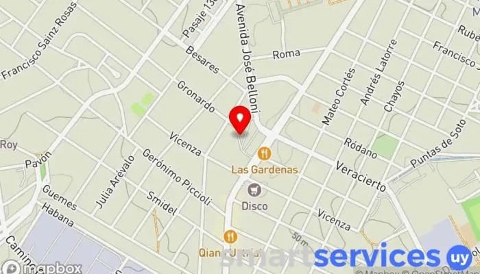 mapa de Intercambiador Belloni Bus stop en Montevideo
