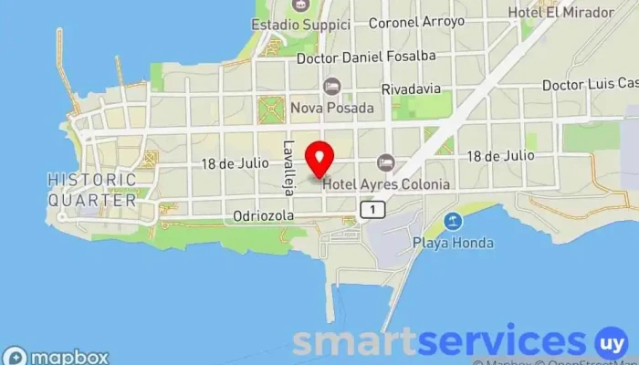 mapa de José Ale Propiedades Agencia inmobiliaria, Agentes inmobiliarios en Col. del Sacramento