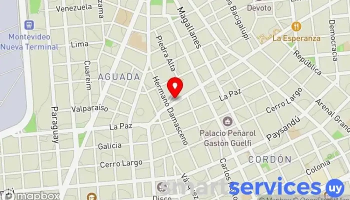 mapa de La Casa de la Goma Tienda de accesorios para automóviles en Montevideo