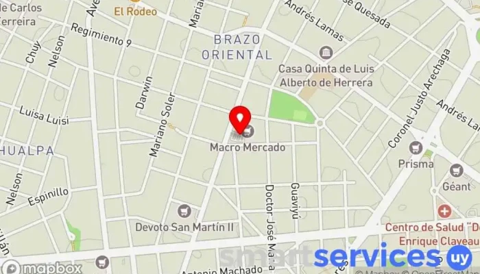 mapa de Macromercado Mayorista S.A. Supermercado de descuentos, Hipermercado en Montevideo