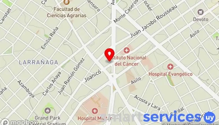 mapa de Montevideo Music Box Sala de conciertos, Discoteca en Montevideo