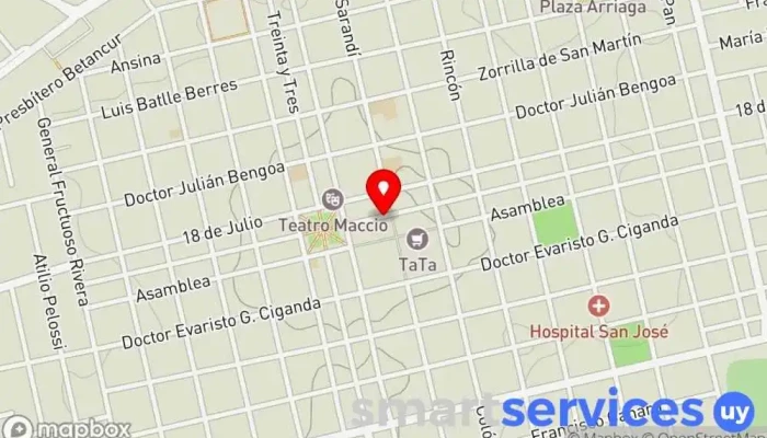 mapa de Movie Club Cines San Jose Cine, Centro de ocio en San José de Mayo